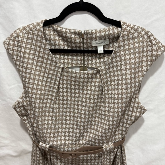 Dressbarn Houndstooth Belted Midi Dress 16 Career Workwear Neutral Office Midi - Picture 4 of 14
